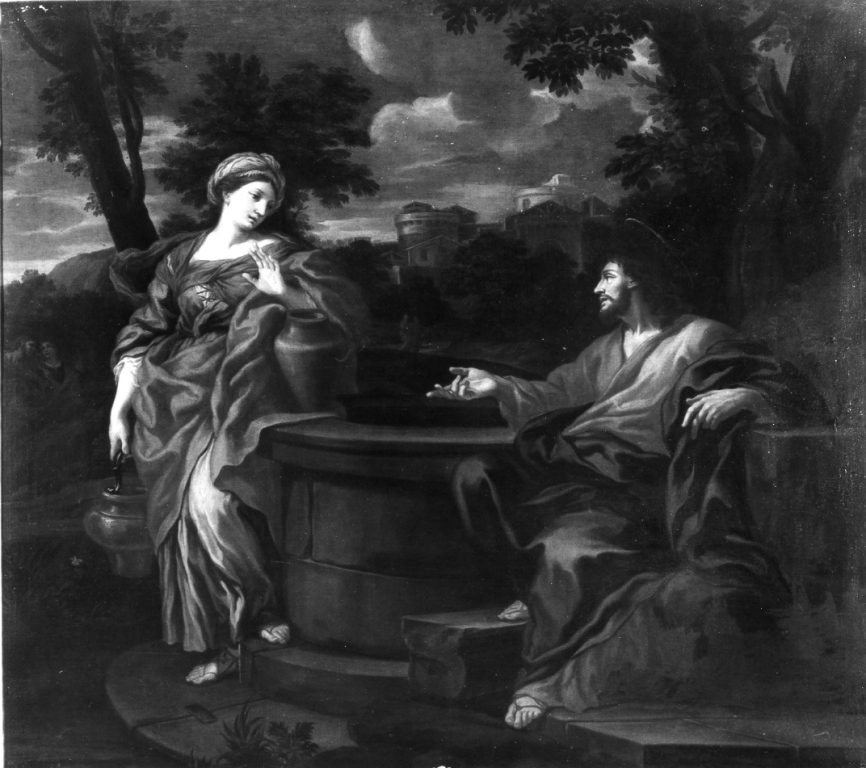 Cristo e la samaritana al pozzo (dipinto) di Berrettini Pietro detto Pietro da Cortona (scuola) (seconda metà sec. XVII)