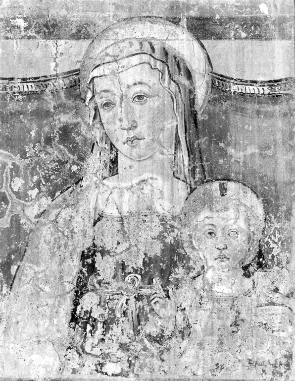 Madonna con Bambino in trono con San Giovanni Evangelista e Sant'Antonio abate (dipinto) di Lorenzo da Viterbo (seconda metà sec. XV)