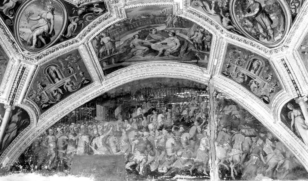 scena di battaglia (dipinto) di Zuccari Taddeo (cerchia) (terzo quarto sec. XVI)