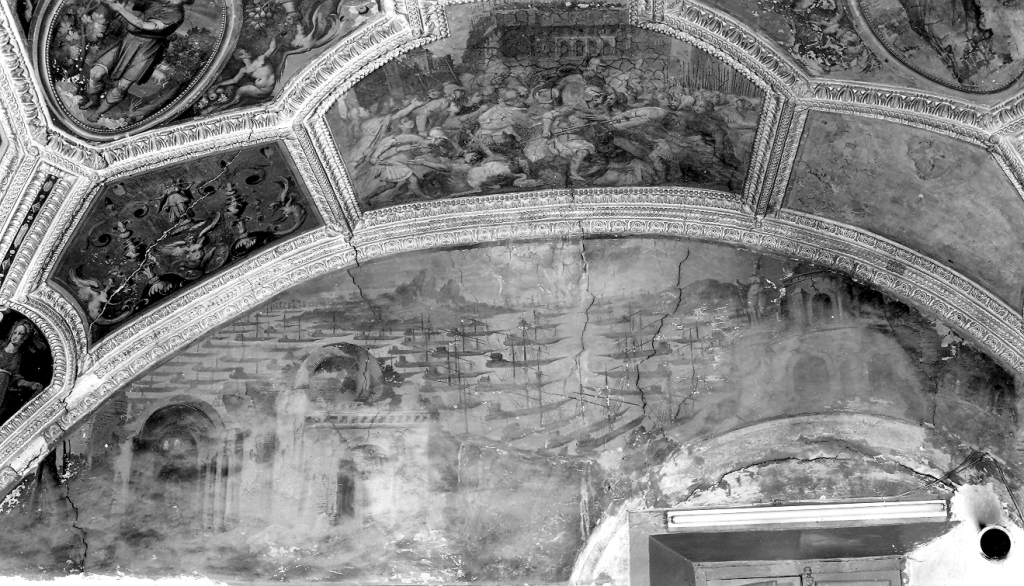 scena di battaglia navale (dipinto) di Zuccari Taddeo (cerchia) (terzo quarto sec. XVI)