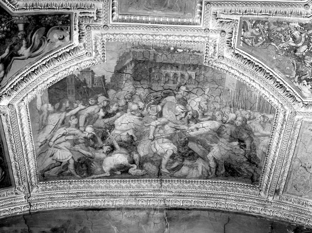donne sabine mettono pace fra Romani e Sabini (dipinto) di Zuccari Taddeo (cerchia) (terzo quarto sec. XVI)