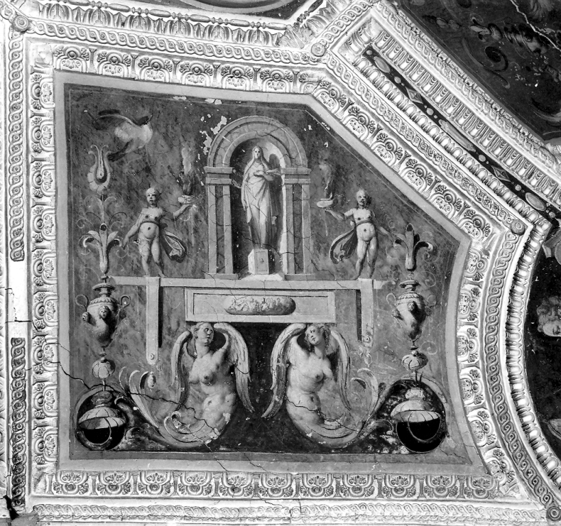 motivi decorativi a grottesche (dipinto) di Zuccari Taddeo (cerchia) (terzo quarto sec. XVI)