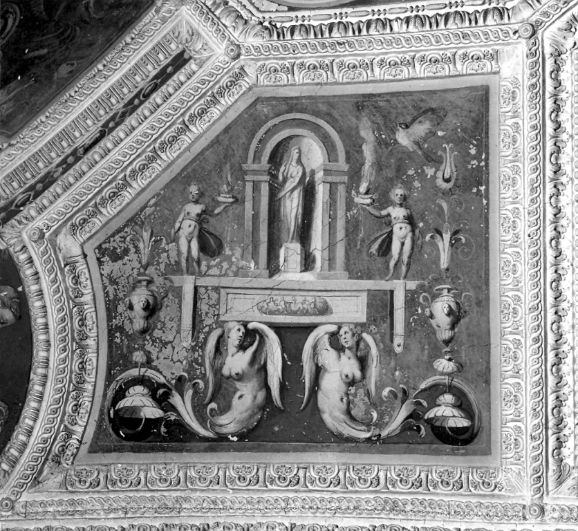 motivi decorativi a grottesche (dipinto) di Zuccari Taddeo (cerchia) (terzo quarto sec. XVI)