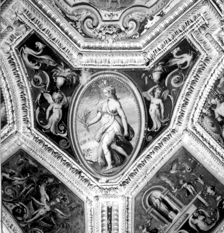 motivi decorativi a grottesche (dipinto) di Zuccari Taddeo (cerchia) (terzo quarto sec. XVI)