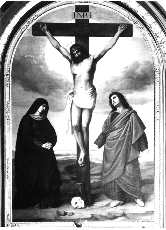 crocifissione di Cristo con la Madonna e San Giovanni Evangelista (dipinto, opera isolata) - ambito laziale (sec. XX)
