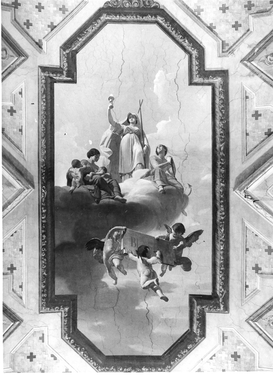 l'Eucaristia tra la Fede e la Carità (dipinto, elemento d'insieme) - ambito laziale (sec. XIX)