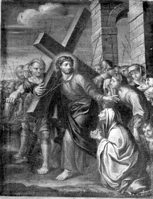 stazione VIII: Gesù consola le donne di Gerusalemme (dipinto) - ambito romano (prima metà sec. XVIII)