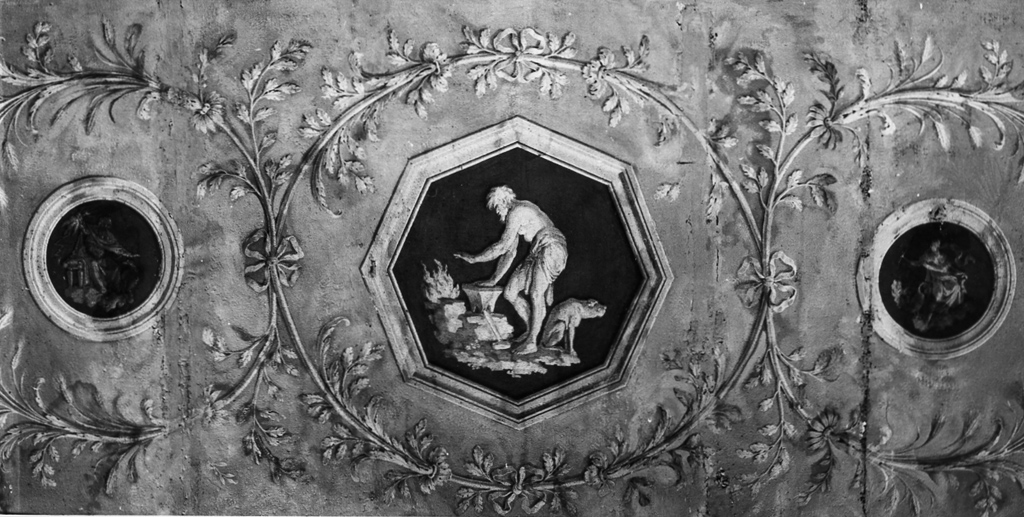 grottesche con medaglione raffigurante Vulcano (decorazione pittorica) di Kuntz Taddeo (seconda metà sec. XVIII)