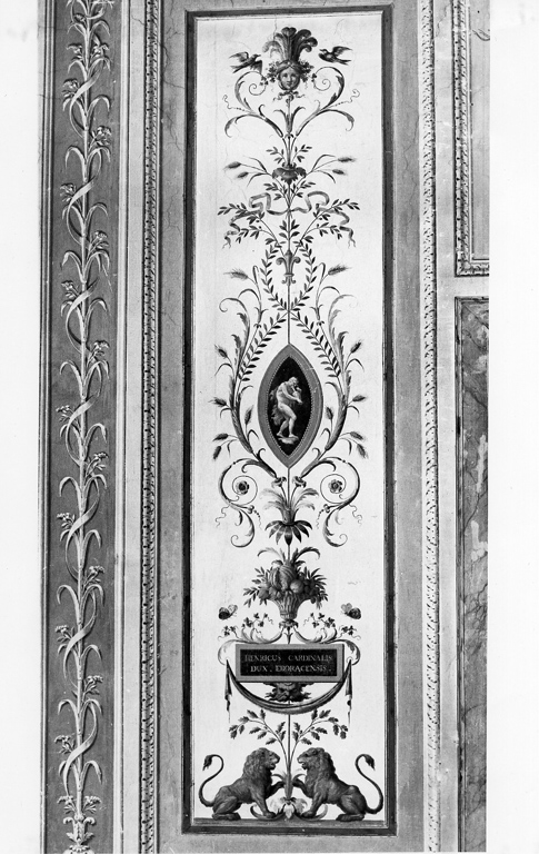 motivi decorativi a grottesche con medaglioni (dipinto) - ambito laziale (seconda metà sec. XVIII)