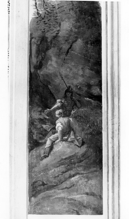 paesaggio con laberi e figure (dipinto) di Ghezzi Pier Leone (sec. XVIII)