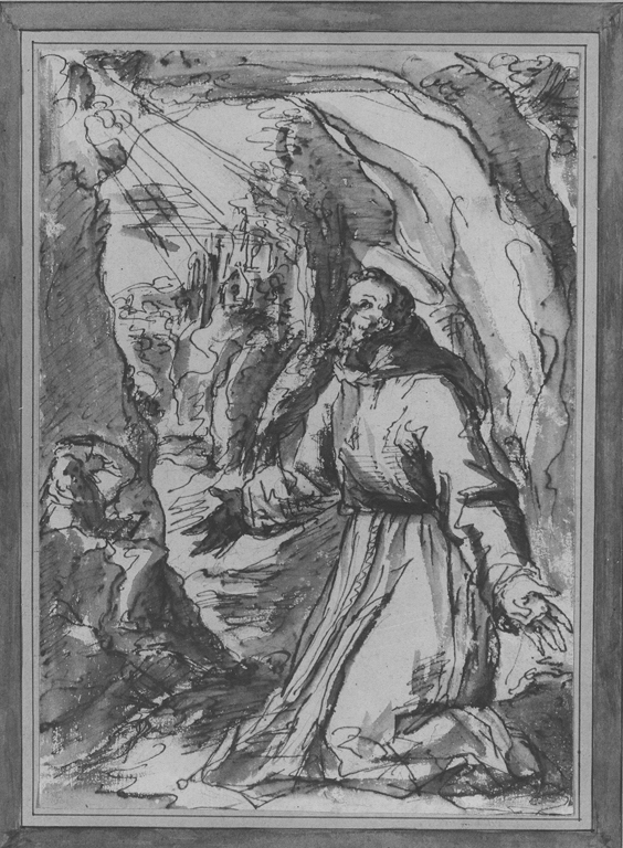 San Francesco d'Assisi riceve le stimmate (disegno) di Zucchi Andrea (attribuito) (prima metà sec. XVIII)