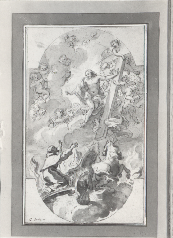 apparizione di San Francesco d'Assisi sul carro di fuoco (disegno) di Natoire Charles Joseph (sec. XVIII)