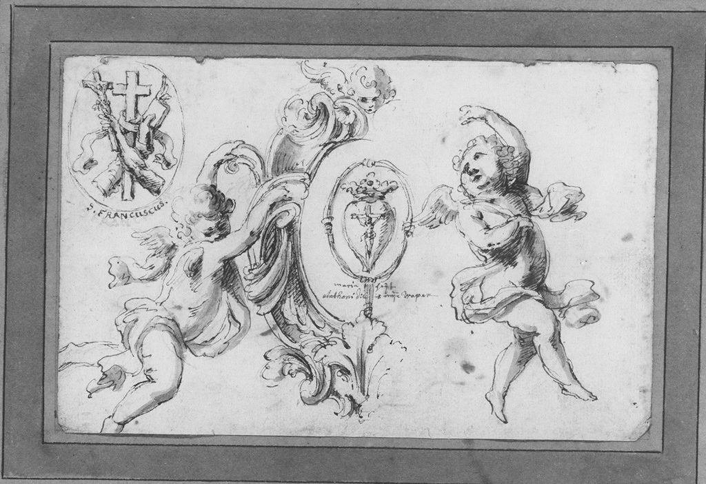 angeli con stemma francescano (disegno) di Van Diepenbeeck Abraham (metà sec. XVII)