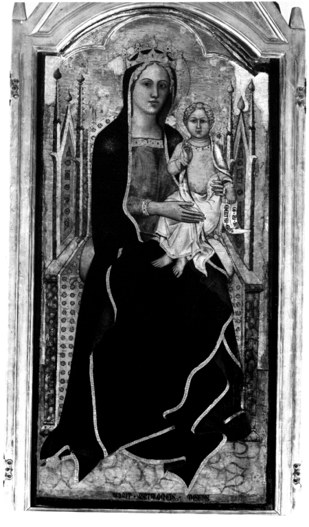 Madonna con Bambino in trono (scomparto di trittico) di Bulgarini Bartolomeo (sec. XIV)