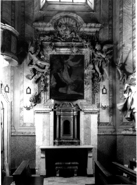 angeli con festoni (cornice di pala d'altare) - ambito laziale (metà sec. XVII)