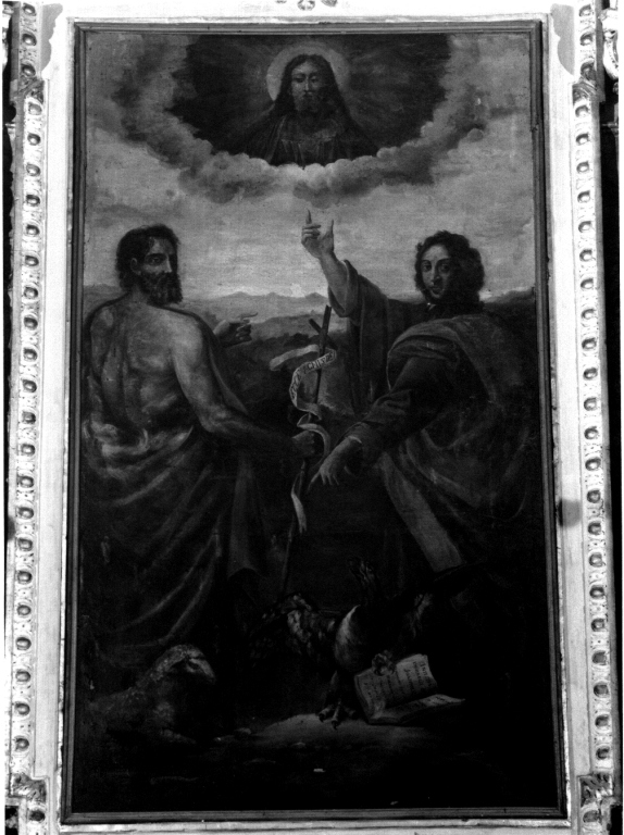 Cristo, San Giovanni Battista e San Giovanni Evangelista (dipinto) - ambito laziale (sec. XVII)