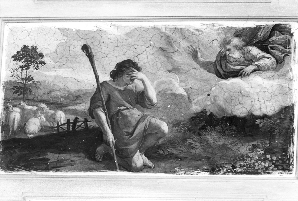 Mosè con il volto coperto davanti al roveto ardente (dipinto) di Mola Pier Francesco (sec. XVII)