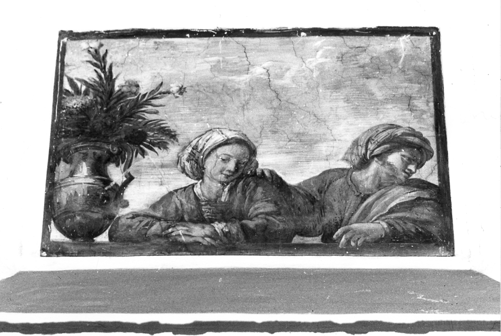 figure con vaso di fiori (dipinto) di Mola Pier Francesco (sec. XVII)
