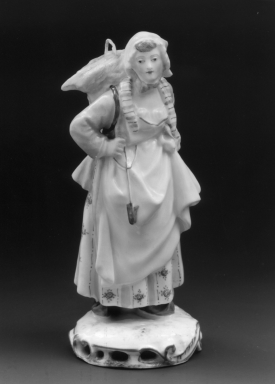 contadina con gerla (statuetta) - manifattura di Saint-Maurice (seconda metà sec. XIX)
