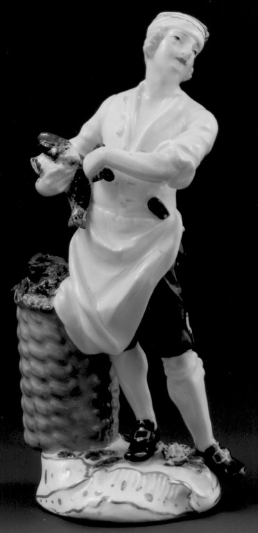 cuoco che spenna una gallina (statuetta) - manifattura di Meissen (sec. XVIII)