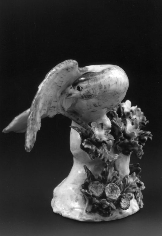 codirosso su ramo fiorito (statuetta) - manifattura di Bow (sec. XVIII)