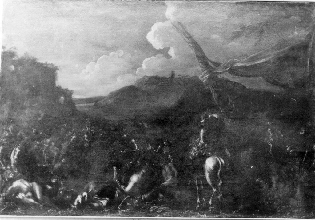 scena di battaglia (dipinto) di Rosa Salvatore (scuola) (sec. XVII)