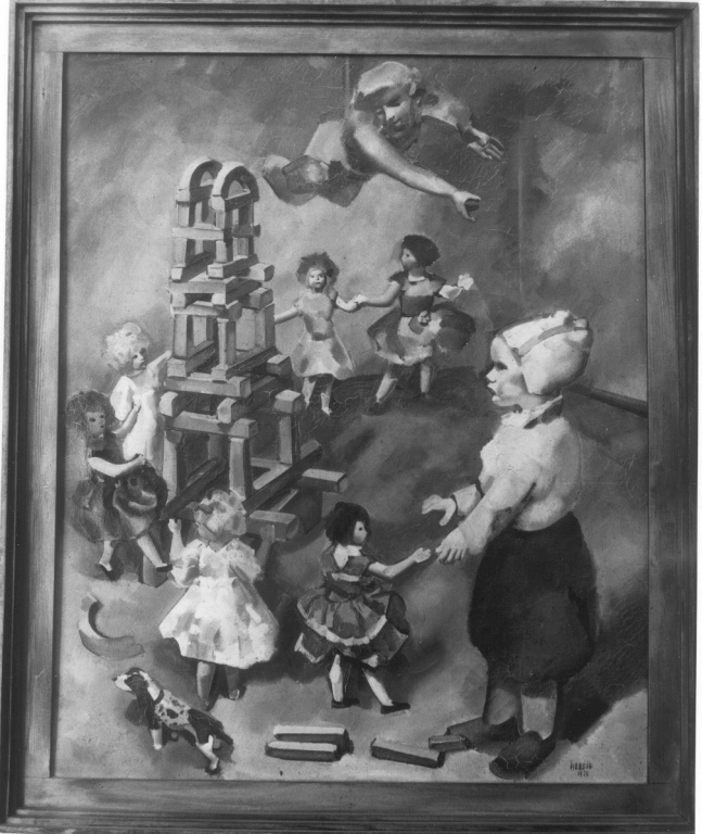 bambina e giocattoli (dipinto) di Herbig (sec. XX)