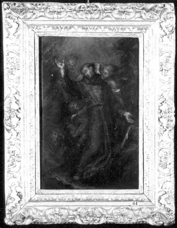 San Francesco d'Assisi sostenuto da due angeli dopo aver ricevuto le stimmate (dipinto) - ambito emiliano (seconda metà sec. XVIII)
