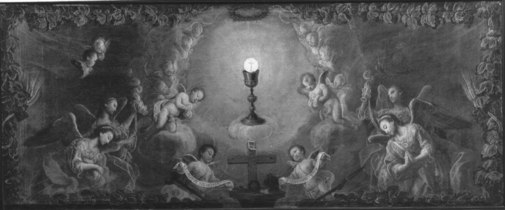 angeli adoranti il calice eucaristico (paliotto - a pannello piano) di Viscosi Gioacchino detto Fra' Felice da Sambuca (inizio sec. XVIII)