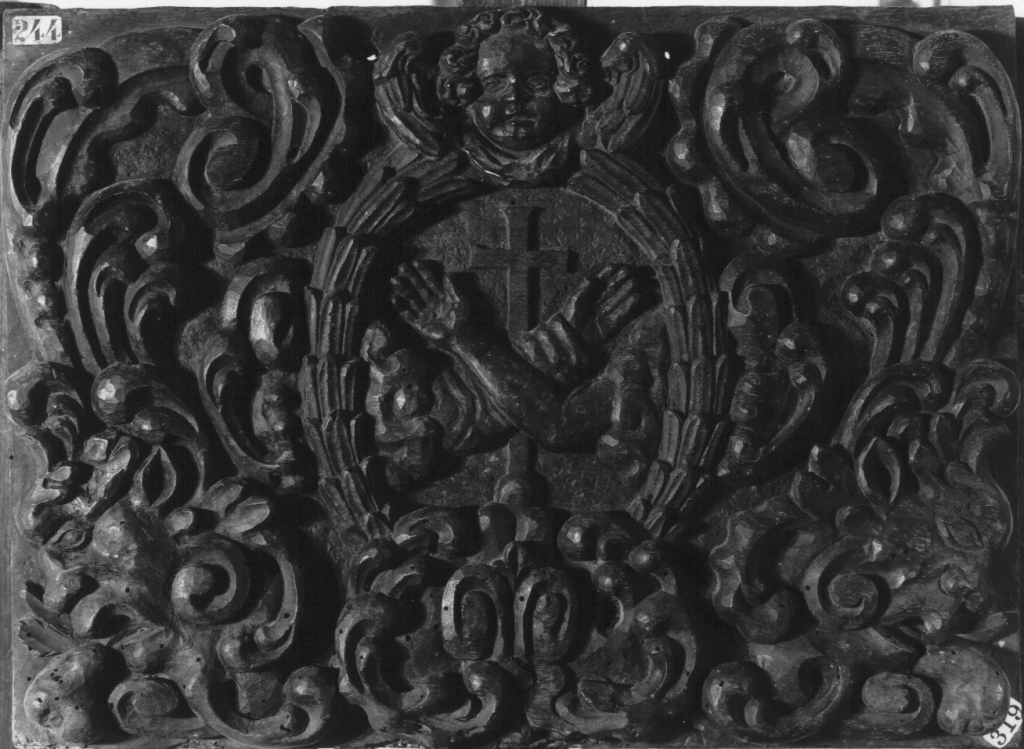 stemma dell'Ordine francescano (rilievo) - ambito italiano (inizio sec. XVII)