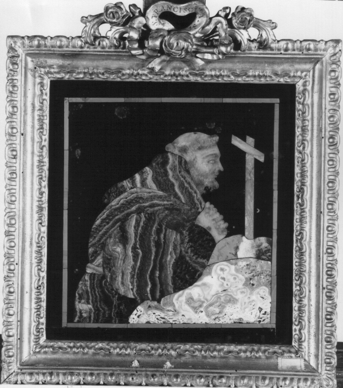 San Francesco d'Assisi in preghiera (cornice di dipinto) - ambito romano (prima metà sec. XIX)