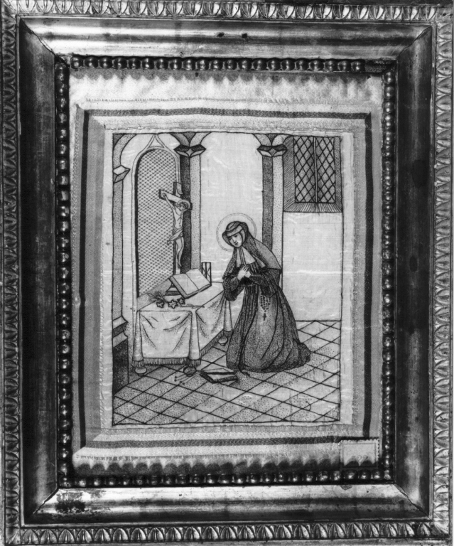 Sant'Angela Merici (decorazione a ricamo) - ambito romano (fine/inizio secc. XVIII/ XIX)