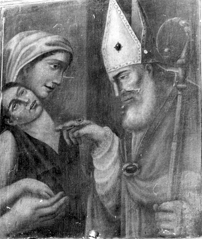 San Biagio guarisce un fanciullo (dipinto) - ambito laziale (sec. XIX)