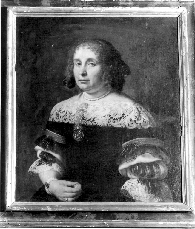 ritratto di dama con orologio (dipinto) di Alessandro Mattia da Farnese (sec. XVII)
