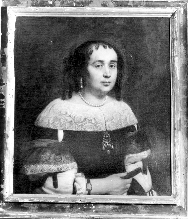 ritratto di dama con ventaglio (dipinto) di Alessandro Mattia da Farnese (attribuito) (sec. XVII)