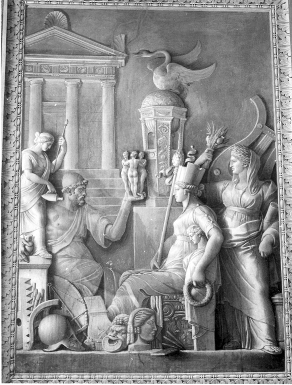 Graecia Vetus, allegoria della Grecia antica (dipinto, elemento d'insieme) di Cades Giuseppe (ultimo quarto sec. XVIII)