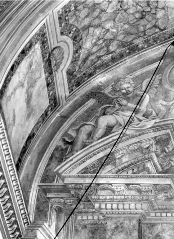 altare a tabernacolo con angeli (dipinto) - ambito romano (sec. XVIII)