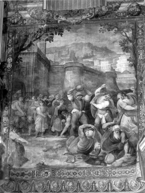 lapidazione dei vecchi accusatori di Susanna (dipinto) di Croce Baldassarre, Zaccolini Matteo (fine sec. XVI)