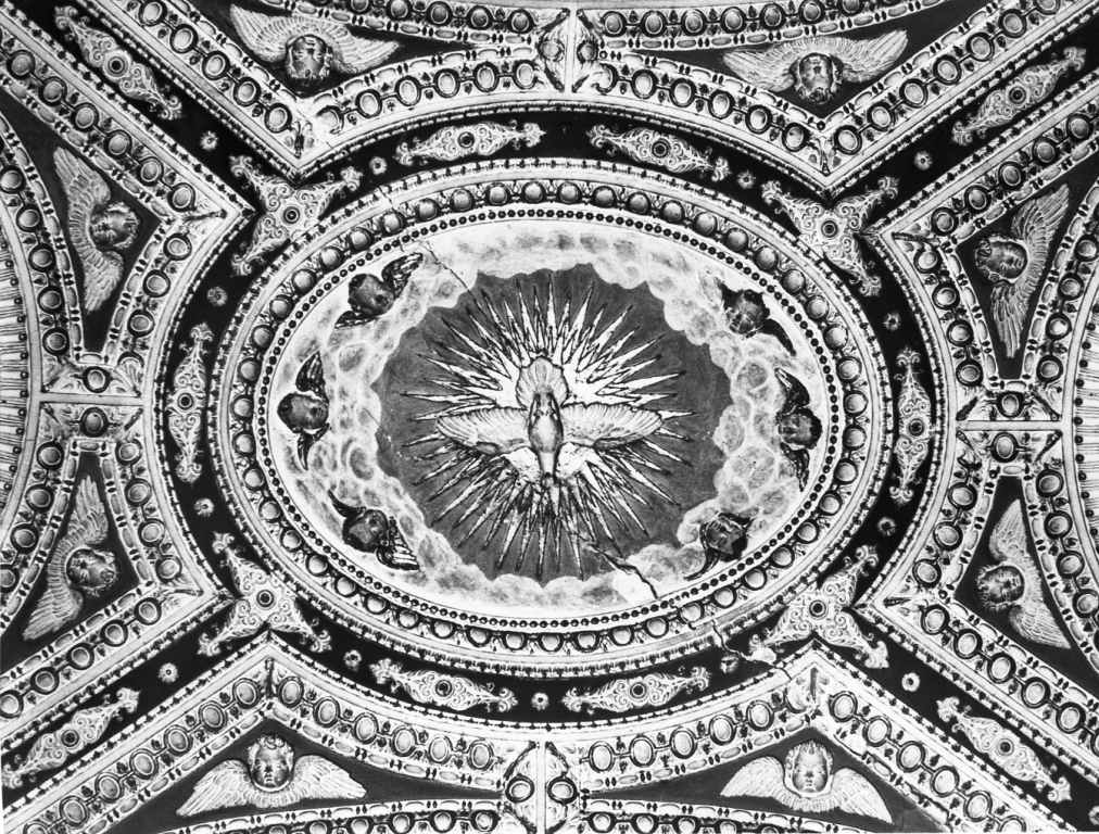 Colomba dello Spirito Santo con cherubini (decorazione plastica, complesso decorativo) di Longhi Martino il Vecchio (bottega) (fine/inizio secc. XVI/ XVII)