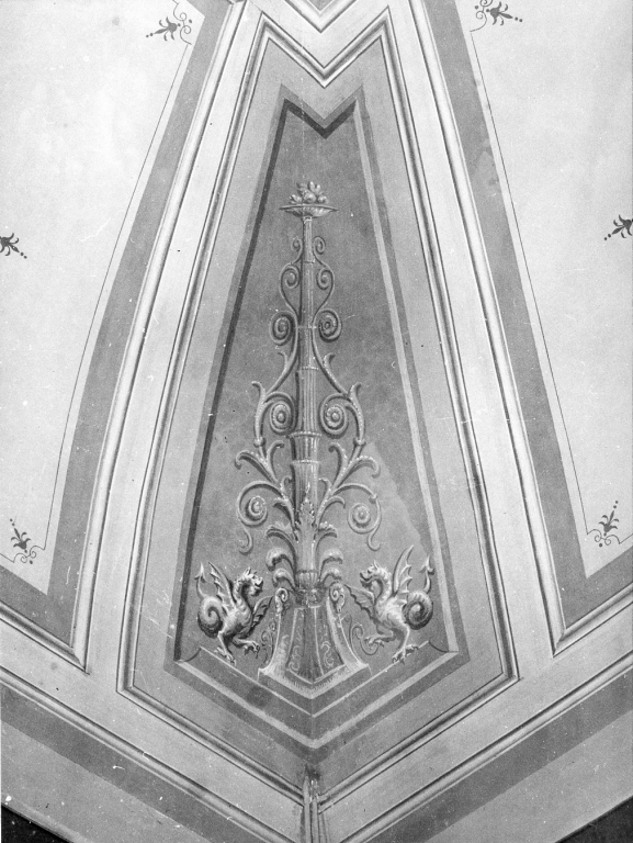 motivi decorativi vegetali stilizzati; candelabre (decorazione pittorica) - ambito laziale (seconda metà sec. XIX)