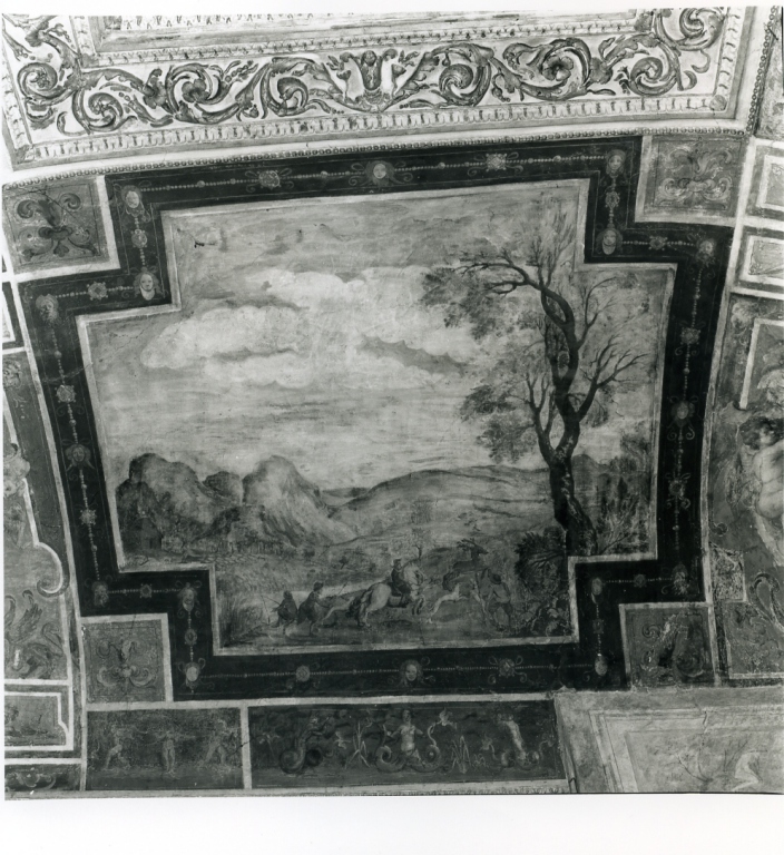 scena di caccia (dipinto) - ambito romano (ultimo quarto sec. XVI)