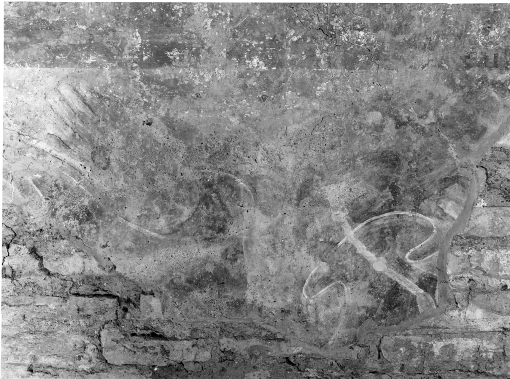 figura con tunica (dipinto, frammento) - ambito laziale (secc. XIII/ XIV, secc. XVII/ XVIII)