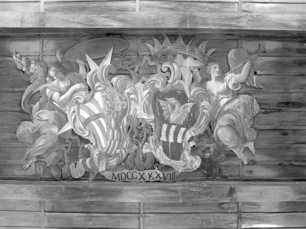 angeli con stemma della famiglia Rispoli e Boncompagni-Ludovisi (dipinto) - ambito romano (sec. XVIII)