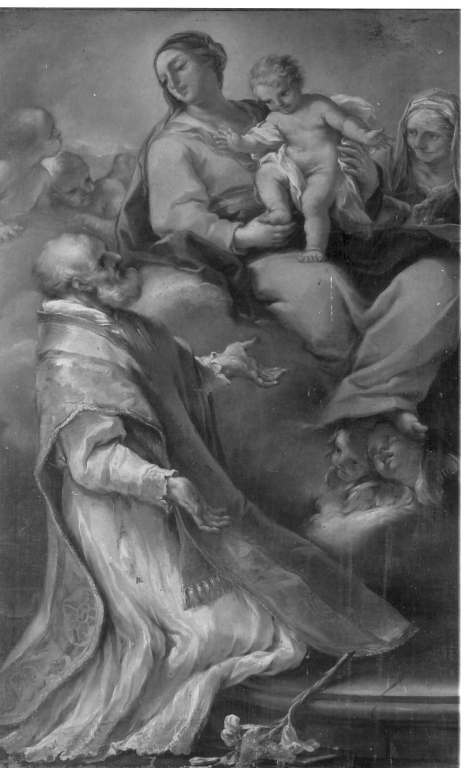 Madonna con Bambino e San Filippo Neri (dipinto) - ambito romano (sec. XVIII)