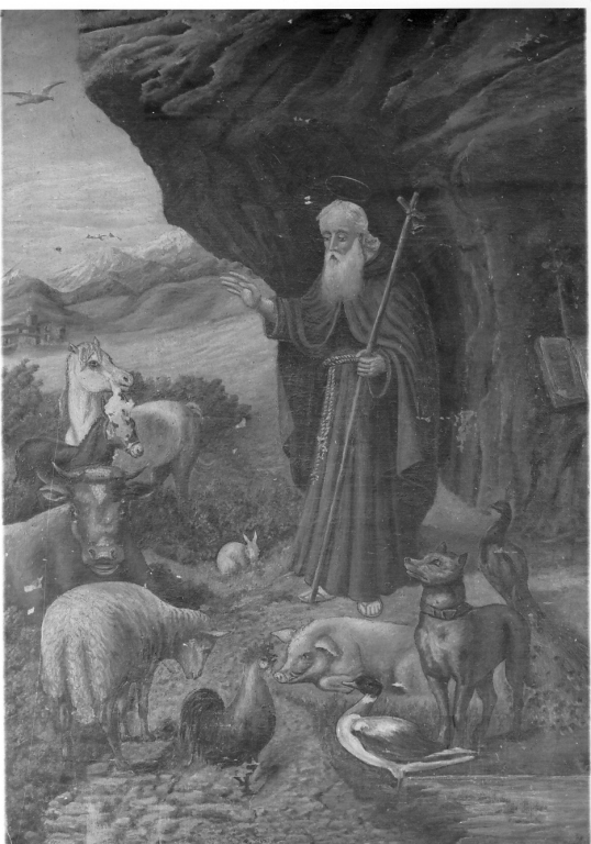 Sant'Antonio Abate predica agli animali (dipinto) - ambito laziale (sec. XX)