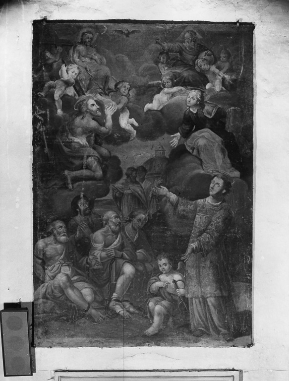 San Leonardo intercede presso la Trinità per la liberazione dei carcerati (dipinto) - ambito laziale (sec. XVI)