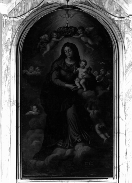 Madonna con Bambino e angeli reggicorona (pala d'altare) - ambito laziale (sec. XVIII)