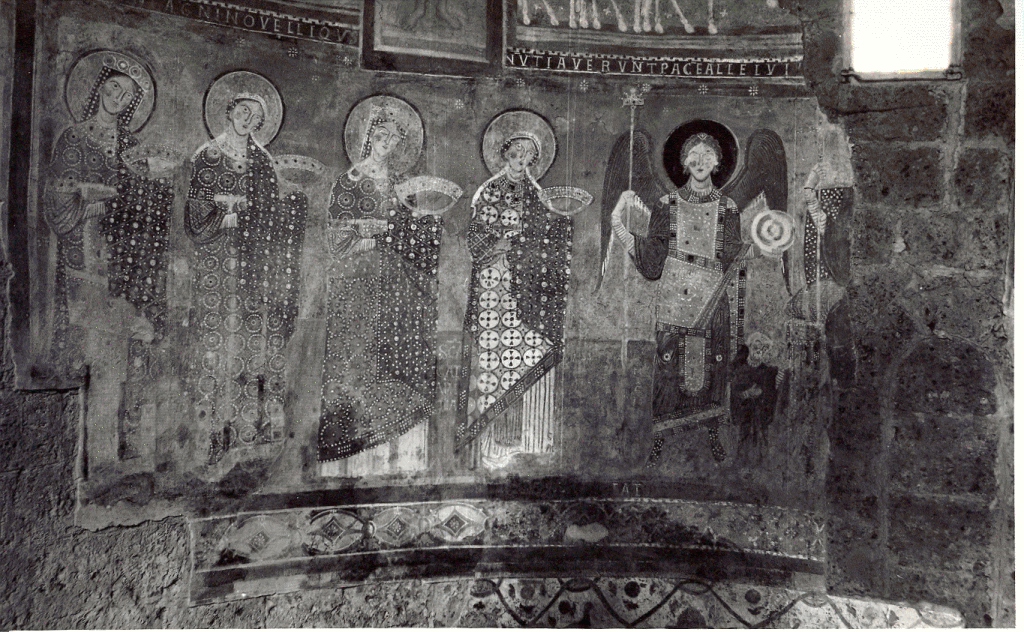 arcangeli fra teoria di sante (dipinto) di Giovanni, Stefano, Nicola (sec. XI)