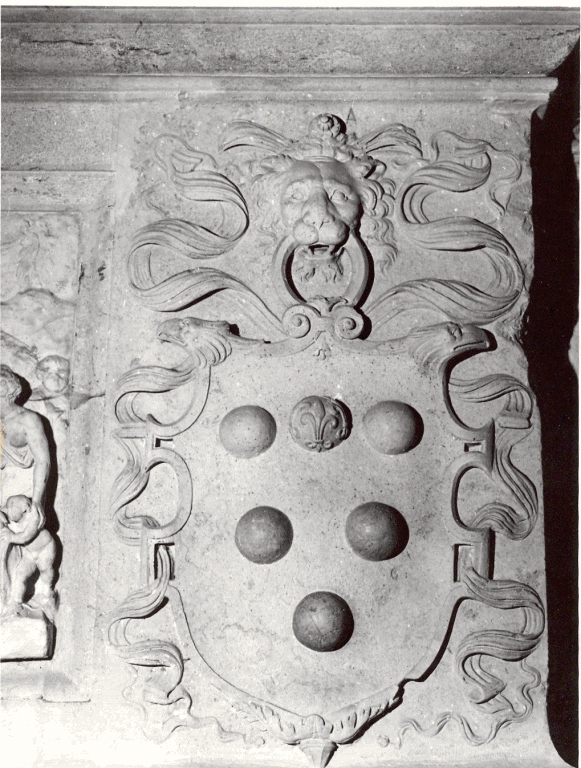 protome leonina con scudo araldico (rilievo) di Cordini Antonio detto Antonio da Sangallo il Giovane, Battista da Sangallo (sec. XVI)