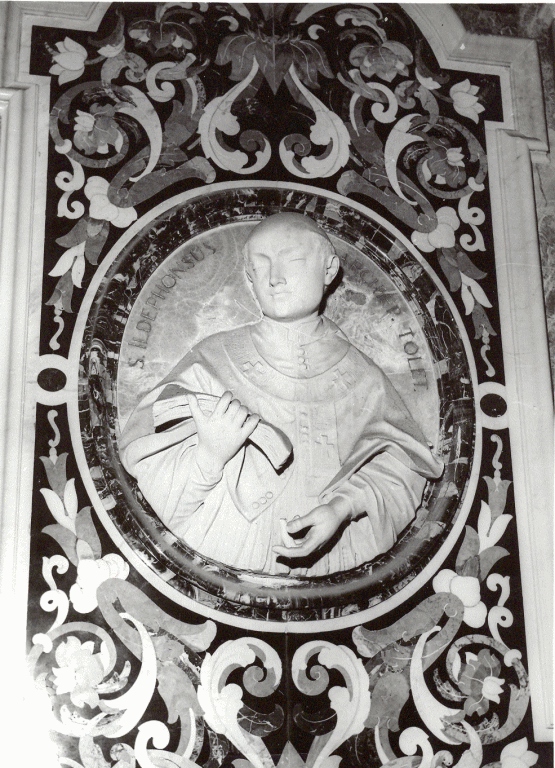 Sant'Ildefonso arcivescovo di Toledo (rilievo) di Campi Paolo (sec. XVIII)